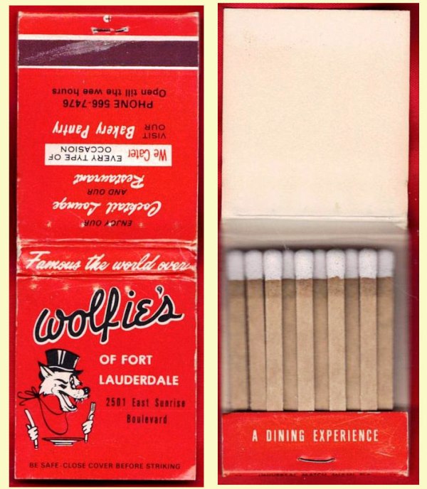 Matchbook - Wolfie’s of Fort Lauderdale