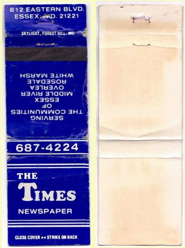 Matchbook Cover - The Times Newspaper