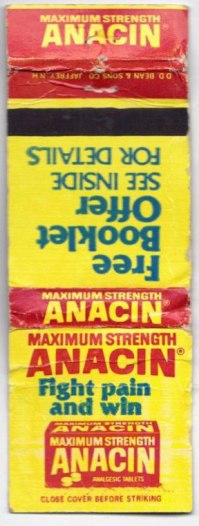 Matchbook Cover - Anacin Aspirins