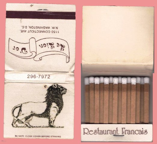 Matchbook - Restaurant Francais - Washington, DC