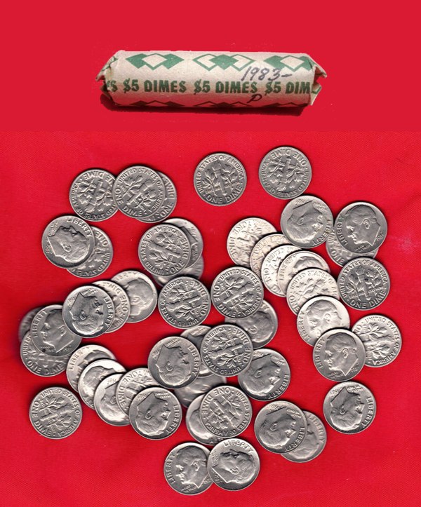 Roll of 1983-P Roosevelt Dimes