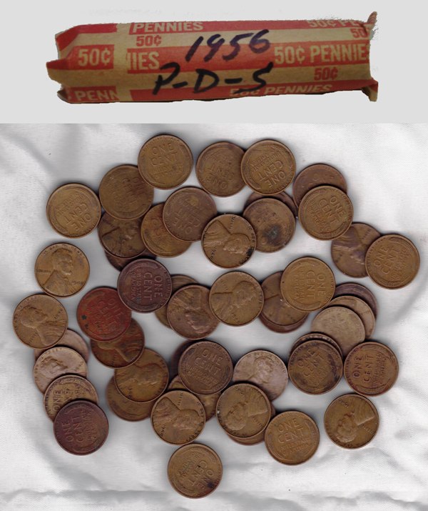 Coin - Roll of 1956P, D & S Pennies