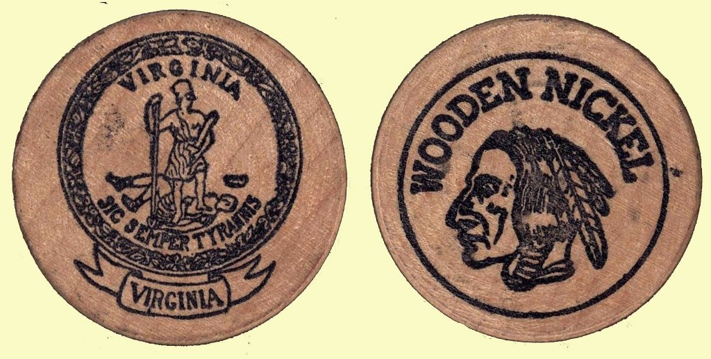 Wooden Nickel - State of “Virginia”