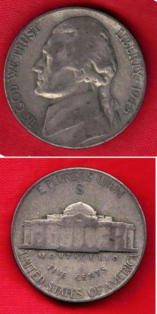 Coin – 1945S Jefferson Head Wartime Silver Alloy Nickel