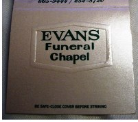 Matchbook – Evans Funeral Chapel  (used)