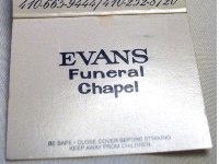 Matchbook – Evans Funeral Chapel #3
