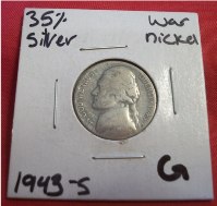 Coin – 1943S Jefferson Head Wartime Silver Alloy Nickel
