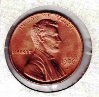 Coin – 1986D Brilliantly Uncirculated  Lincoln Head Memorial Cent