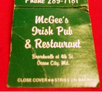 Matchbook - McGee’s Irish Pub & Restaurant- Ocean City, MD