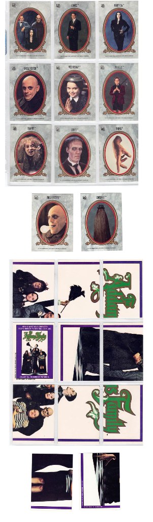 Addams Family 11 Card Sticker-Puzzle Trading Cards
