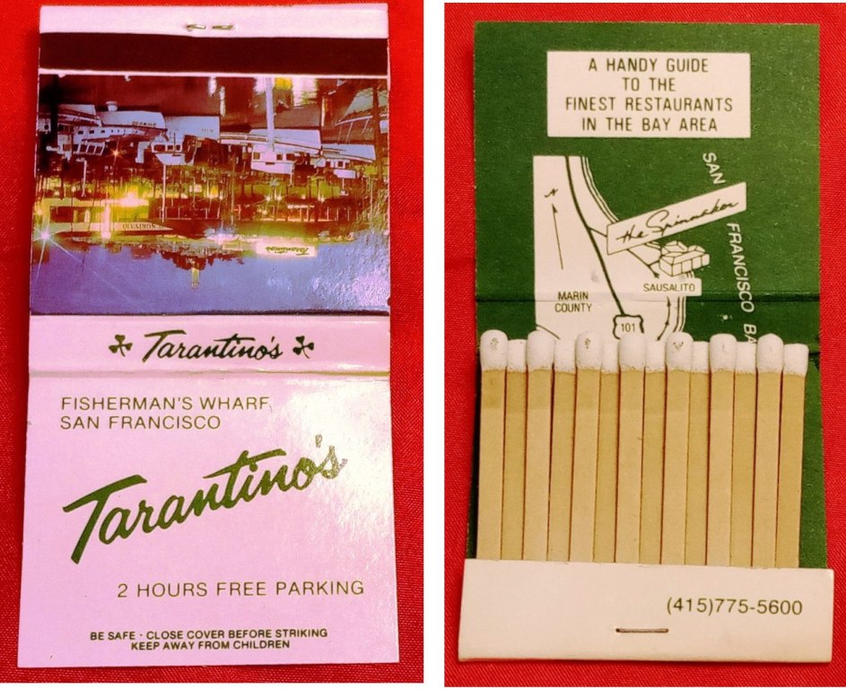 Matchbook - Tarantino’s Restaurant (San Francisco, CA)