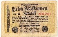 Germany - Behn Millionen (10,000,000) Mark Reichsbanknote (Green)