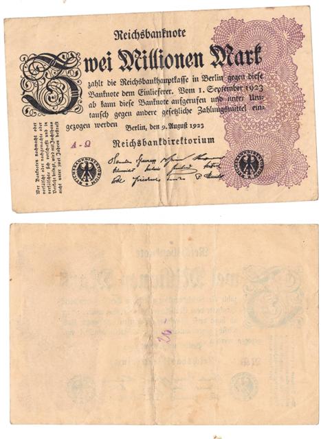 Germany - Zwei Millionen (2,000,000) Mark Reichsbanknote