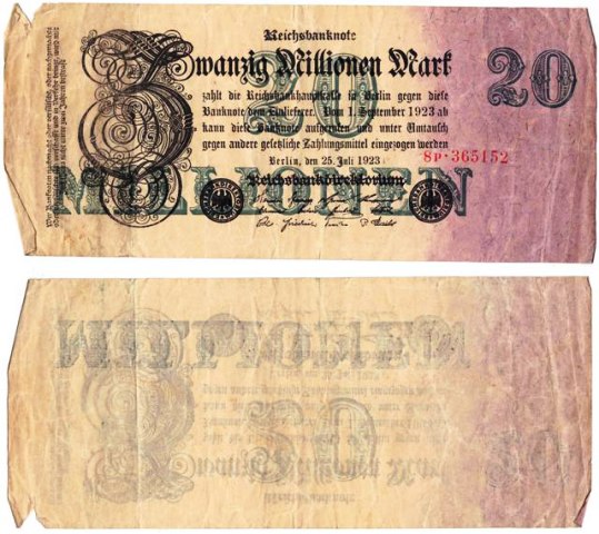 Germany - Zwanzig Millionen (20,000,000) Mark Reichsbanknote