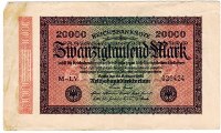 Germany - Zwanzigtausend (20,000) Mark Reichsbanknote