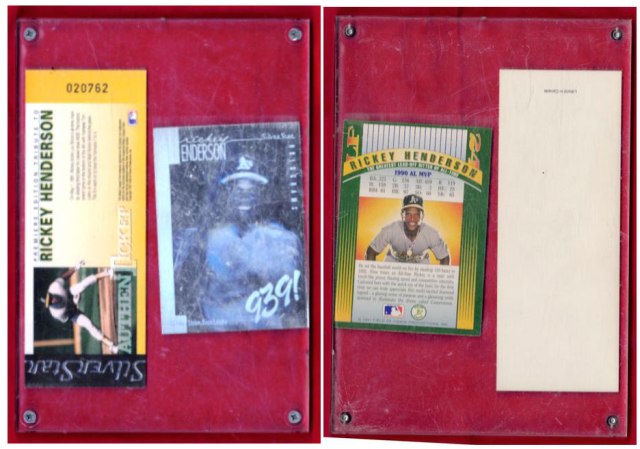 Oakland Athletics - 1991 Rickey Henderson Silver Star Authentic Ticket and Hologram Card