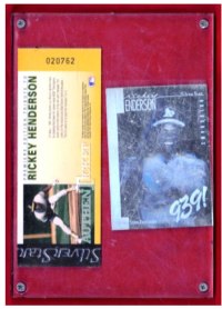 Oakland Athletics - 1991 Rickey Henderson Silver Star Authentic Ticket and Hologram Card