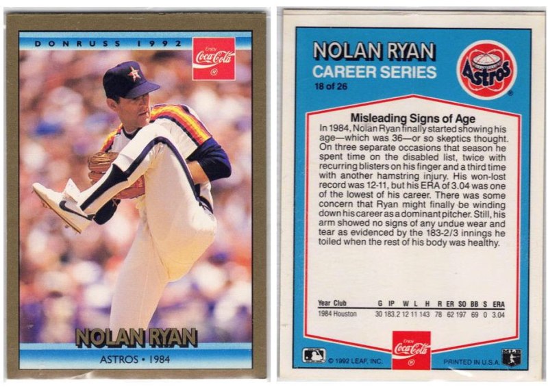 Houston Astros - Nolan Ryan (6) (Donruss-Coca-Cola)