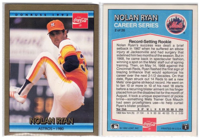 Houston Astros - Nolan Ryan (14) (Donruss-Coca-Cola)