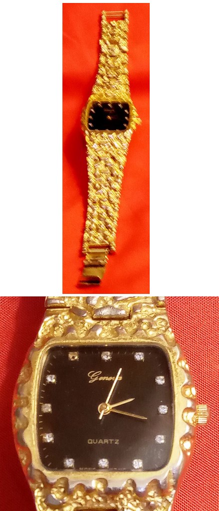 Geneva Quartz 24mm Gold Nugget Woman's Watch