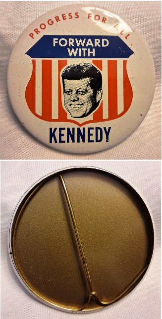 Pin - 1968 Kleenex Tissues Presidential Campaign Reproduction - Kennedy