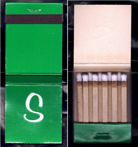Pack of 10 - Green "S" Monogramed Matchbooks