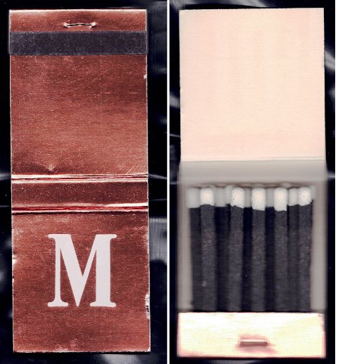 Pack of 10 - Copper Colored "M" Monogramed Matchbooks